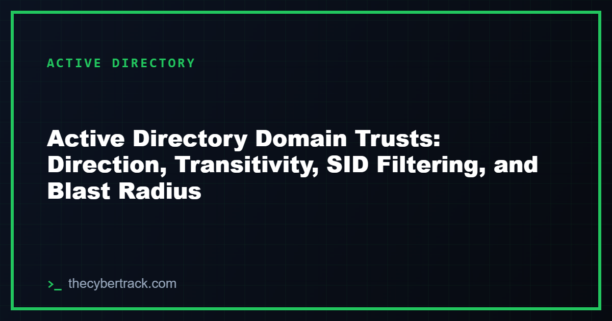 Active Directory Domain Trusts: Direction, Transitivity, SID Filtering, and Blast Radius