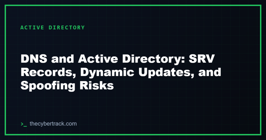 DNS and Active Directory: SRV Records, Dynamic Updates, and Spoofing Risks