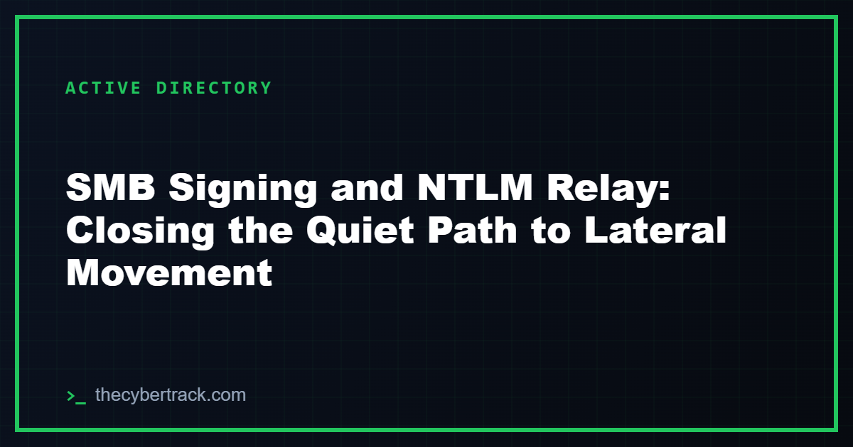 SMB Signing and NTLM Relay: Closing the Quiet Path to Lateral Movement
